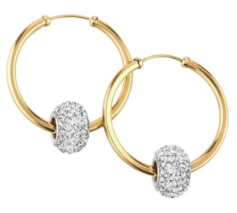 Buy Revere 9ct Gold Crystal Glitter Slider Hoop Earrings At Uk
