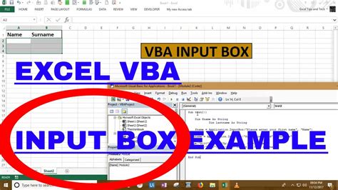 Input Box In Excel Vba How To Add Youtube