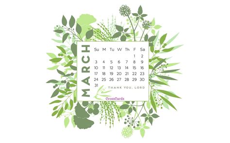 March 2019 Greenery Desktop Calendar Free March Wallpaper