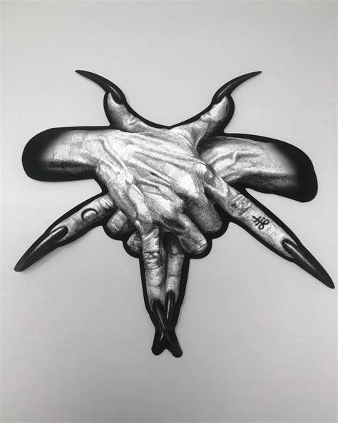 Pentagram Hands Sticker 9x9 Satanic Tattoos Dark Art Illustrations