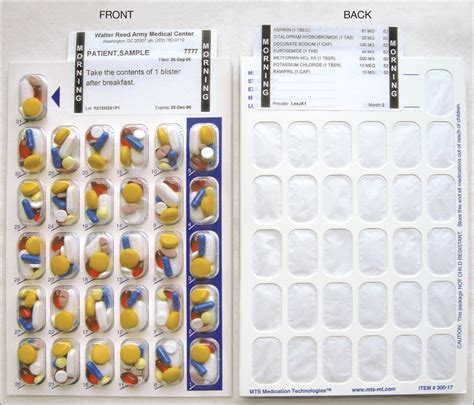 Sample Blister Pack Of Medications For Morning The Multidose Adherence