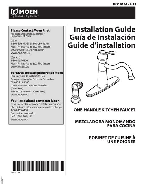 Learn how to repair a dripping kitchen. MOEN ONE-HANDLE KITCHEN FAUCET INSTALLATION MANUAL Pdf ...