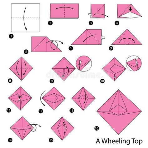 Step By Step Instructions How To Make Origami A Wheeling Top Object Toy Cartoon Cute Paper