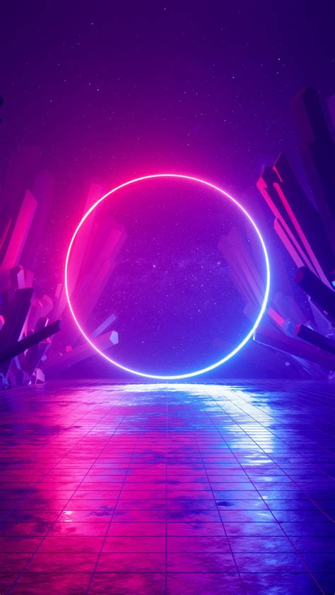 Sci Fi Neon Circle Reflection Free Wallpapers For Apple Iphone And