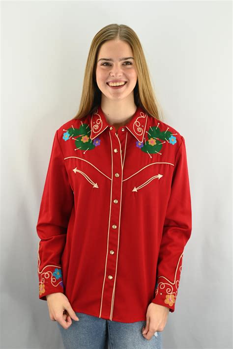 Vintage Scully Womens Embroidered Floral Western Shirt Etsy