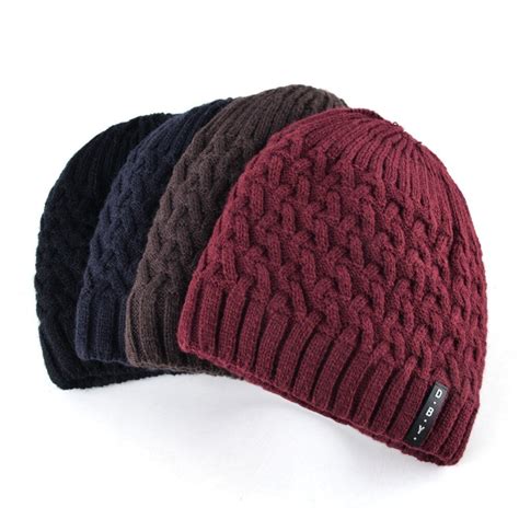 Casual Winter Hats For Men Skullies Double Layer Gorro Mens Knitted