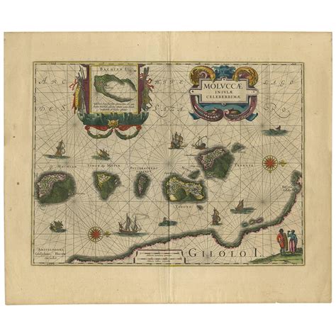 Decorative Map Of The Maluku Or Moluccas Or Spice Islands Indonesia Ca1640 For Sale At