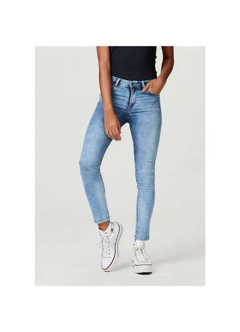 Calça Jeans Feminina Sculpted Cigarrete Cintura Média Azul Marinho