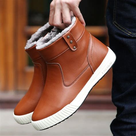 British Style Pu Leather Men Boots Winter Men Snow Boot Ankle Boot Men