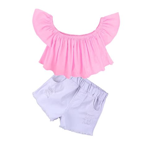 Kids Boutique Clothing Baby Girl Pink T Shirt Tops White Shorts Outfit