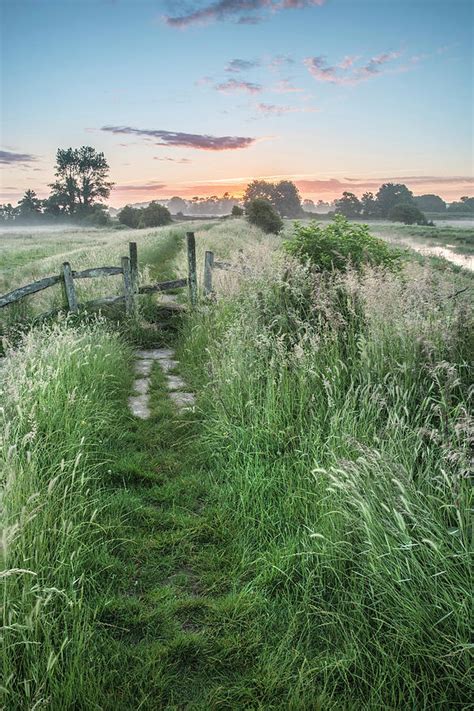 Beautiful Vibrant Summer Sunrise Over English Countryside Landsc