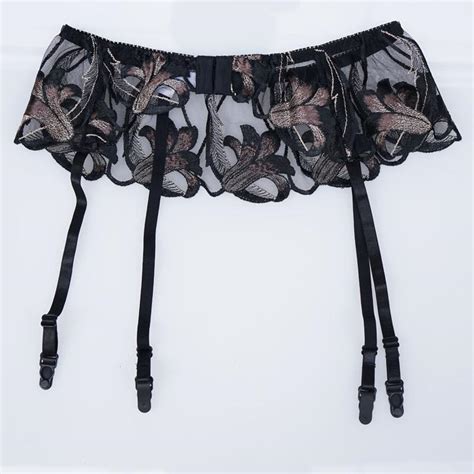 Embroidery Floral Lace Bows Decoration Sexy Garter Belt For Stocking