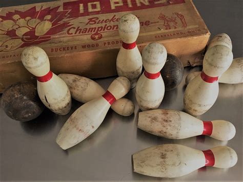 Vintage 10 Pin Bowling Set - Buckeye Champion Line - Wooden Bowling ...