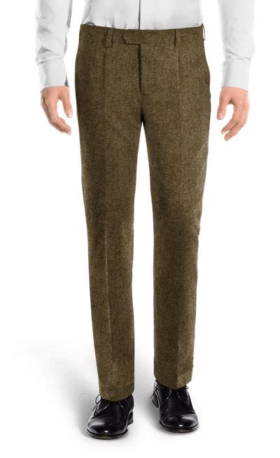 Brown Rustic Tweed Pleated Trousers For Men