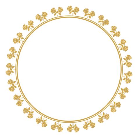 Gambar Bingkai Lingkaran Emas Dengan Desain Perhiasan Bunga Mewah