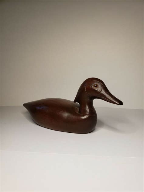 Vintage Wood Duck Decoy Hand Carved W Glass Eyes Hunting Decor Woody