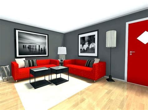 Red And Black Living Room Design — Teracee In 2020 Grey Walls Living
