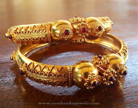 Gold Antique Ruby Kada From Manubhai ~ South India Jewels