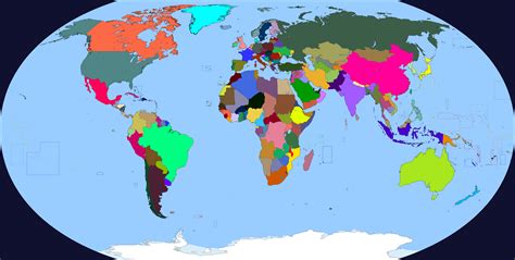The World Map With All Countries In Rainbow Colors