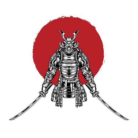 Japanese Samurai Warrior Vector Illustration 5617312 Vector Art At Vecteezy