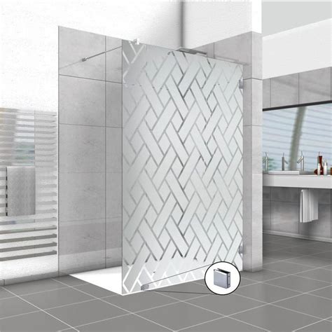 frameless fixed shower glass panel frosted design etsy glass shower glass shower enclosures