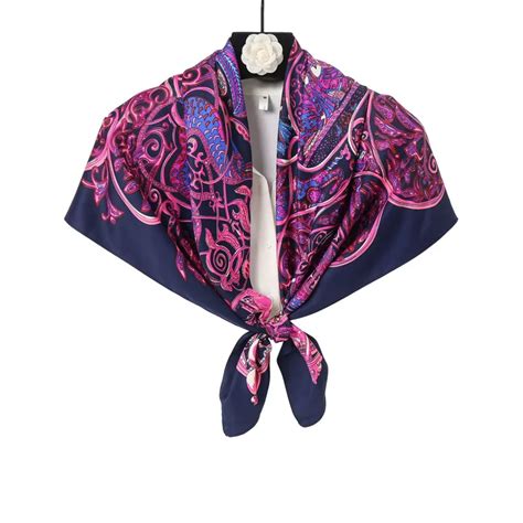 Spring And Autumn Shawl Womens Temperament Decorate Twill Satin Scarf Elegant Printing Female