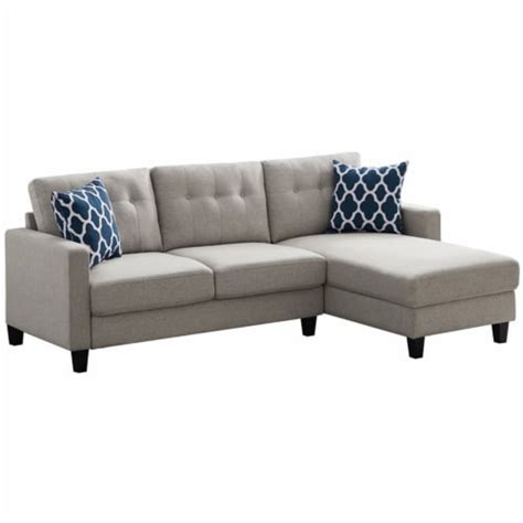 Devion Furniture Linen Fabric Sectional Sofa In Light Gray 1 Kroger