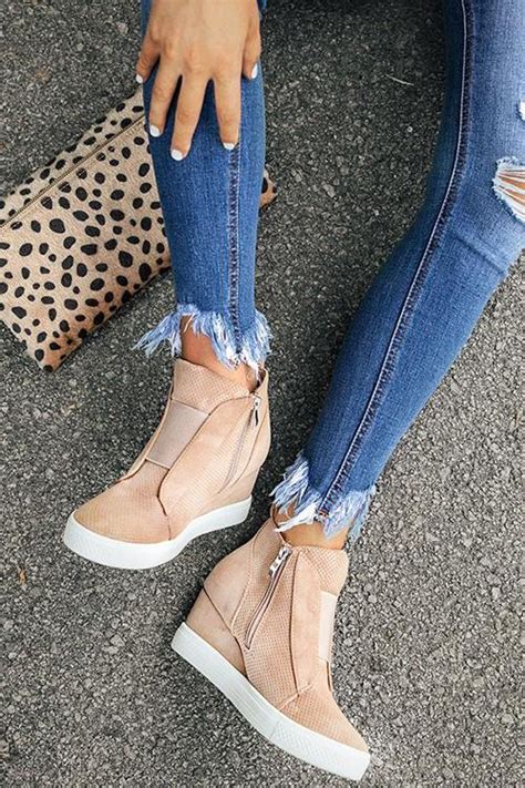 Side Zipper Sneakers Wedges Chiclotte Tennis Shoe Outfits Summer
