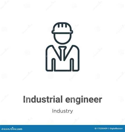Industrial Engineer Outline Vector Icon Thin Line Black Industrial