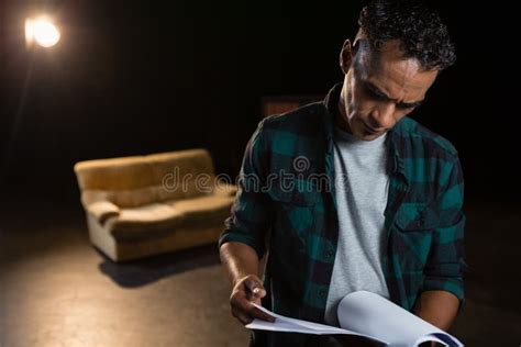 Actor Reading His Script Stock Image Image Of Script 8756391