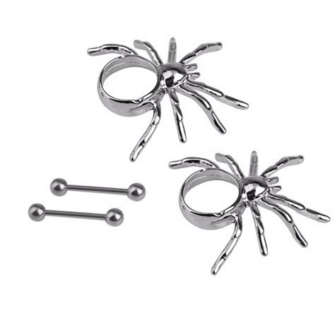 nipple ring bars large spider steel barbell pair 14g spider nipple ring barbell 14gspider nipple
