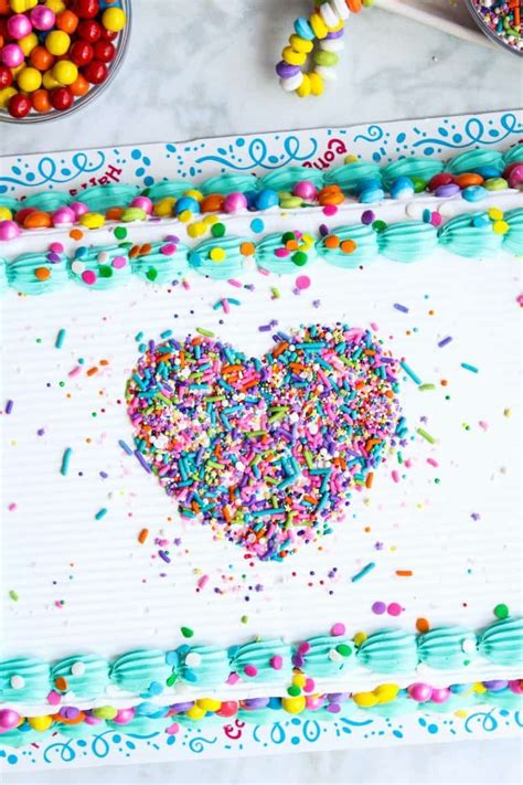 Easy Stencil Heart Sprinkle Cake Sprinkles Heart Sprinkles Sprinkle