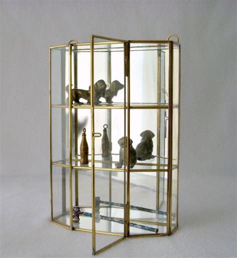 Vintage Glass And Brass Mirrored Cabinet Wall Curio Miniature Etsy