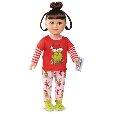 my life as poseable grinch sleepover 18 inch doll brunette hair green