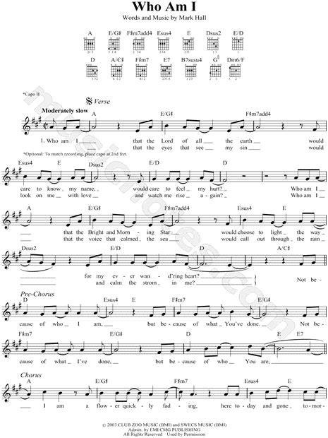 Casting Crowns Who Am I Sheet Music In A Major Download And Print