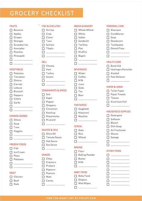 Editable Excel Grocery List Templatesfree