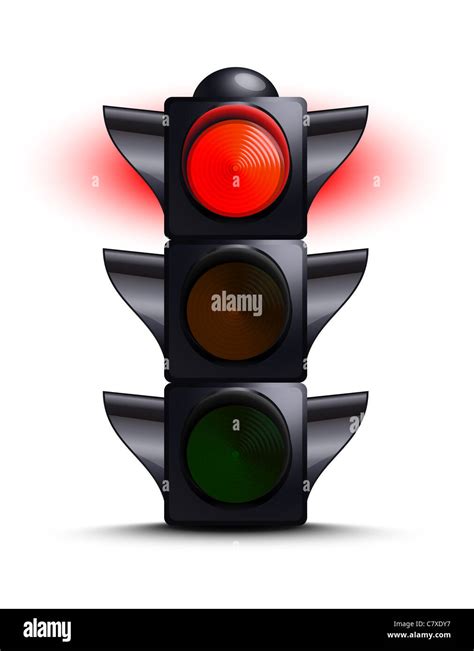 Traffic Light On Red Stock Photo Alamy