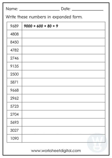 Expanded Form Numbers