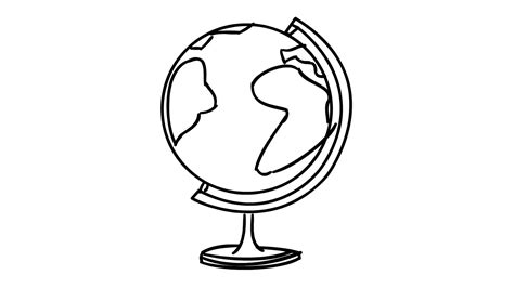 World Map Globe Atlast Line Drawing Illustration Animation