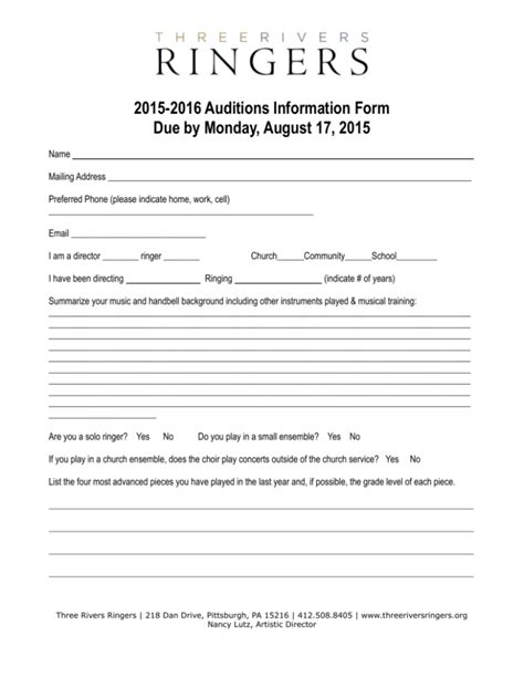 Trr Audition Form 2015 2017 Doc