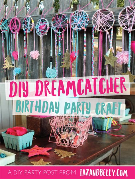 Diy Dream Catcher Birthday Party Craft Is Displayed On A Table With