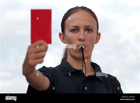 Female Football Referee Showing A Red Card Stock Photo Alamy