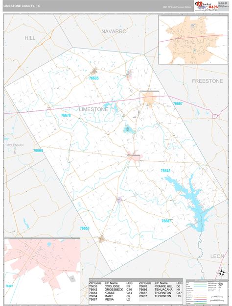 Limestone County Tx Wall Map Premium Style By Marketmaps