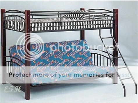 New Black Metal And Cherry Wood Twin Full Futon Bunk Bed Ebay
