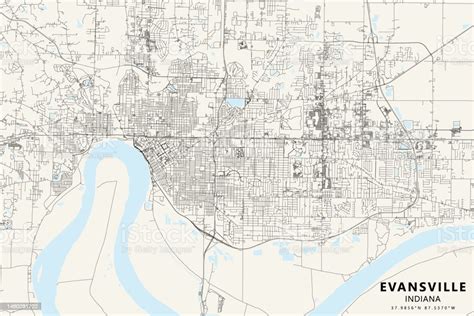 Evansville Indiana Usa Vector Map Stock Illustration Download Image