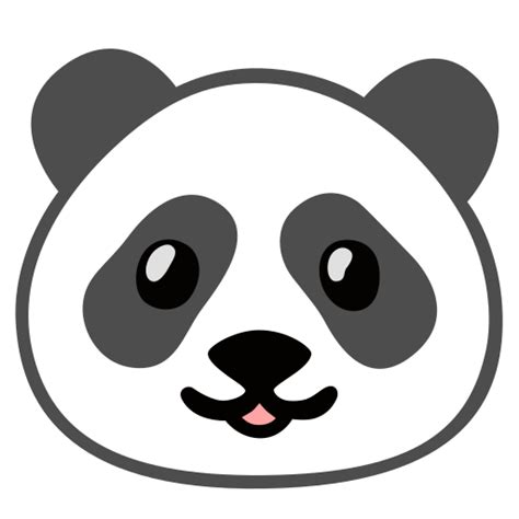 Depicted as a white panda face with black ears and black circles around its eyes. 🐼 Panda Emoji