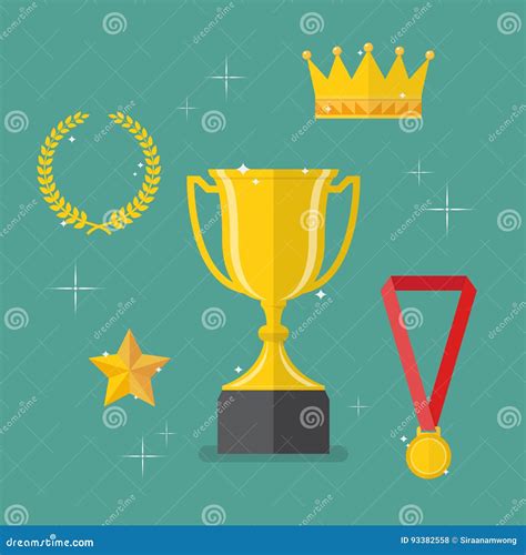 Medals Awards And Achievements Icons Set Stock Vector Illustration Of