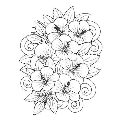 Rose Of Sharon Flower Line Art Vector Graphic Design Of Coloring Page