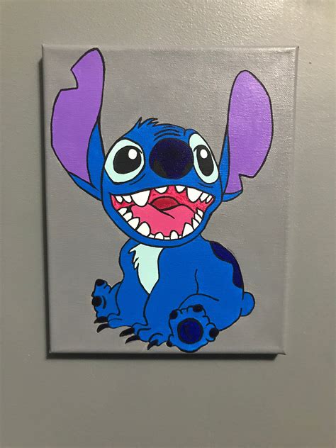 Stitch From Lilo And Stitch Acrylic Canvas Painting Etsy