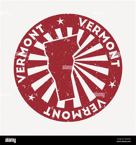 Vermont Stamp Travel Red Rubber Stamp With The Map Of Us State Vector